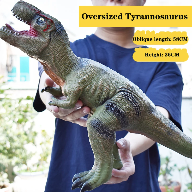 50cm Extra Large Simulation Soft Rubber Fall And Resist Pressure Tyrannosaurus Dinosaur Can Sound Animal Model Kid Toy Gift