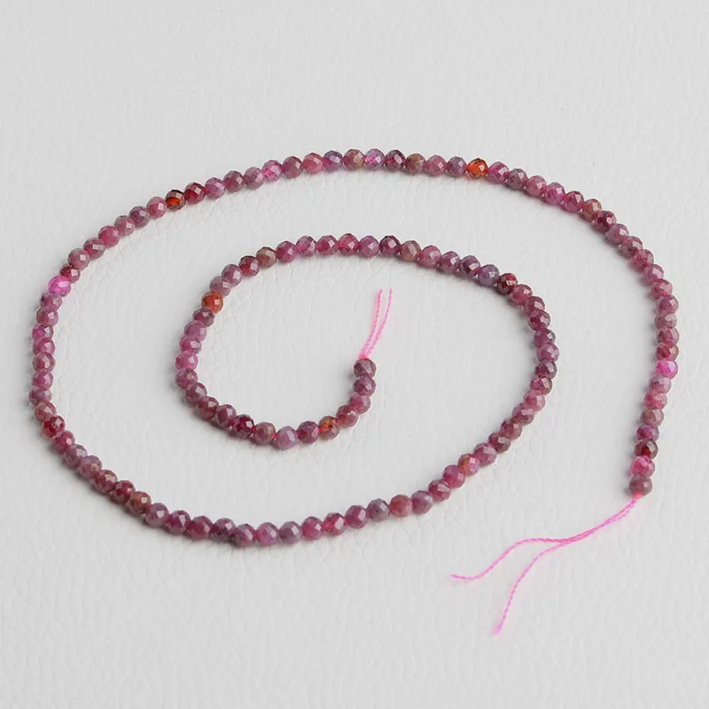 

2pcs Natural Red Ruby Faceted Loose Round Beads 2-3mm