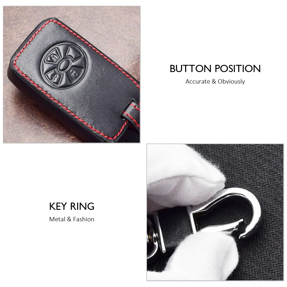 ATOBABI Leather Car Key Case For Toyota Belta Crown Majesta Corolla Axio Fielder Premio Allion Smart Remote Fobs Protector Cover