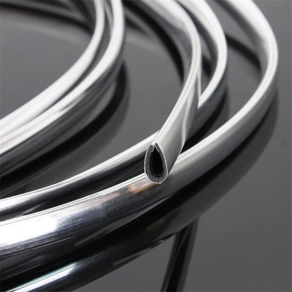 6M Car Door Edge Scratch Protection Strip Bumper Anti-Collision Strip DIY Silver PVC Molding Decorative Strip Auto Accessories