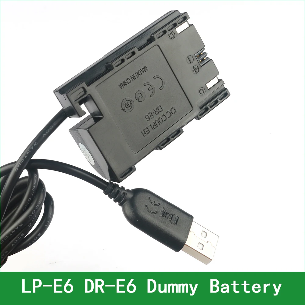 5V USB LP-E6 DR-E6 ACK-E6 Dummy Battery Adapter Plug DC Power Bank For Canon EOS 5DS 5DSR 6D 7D SV 60D 60Da 70D 80D 90D