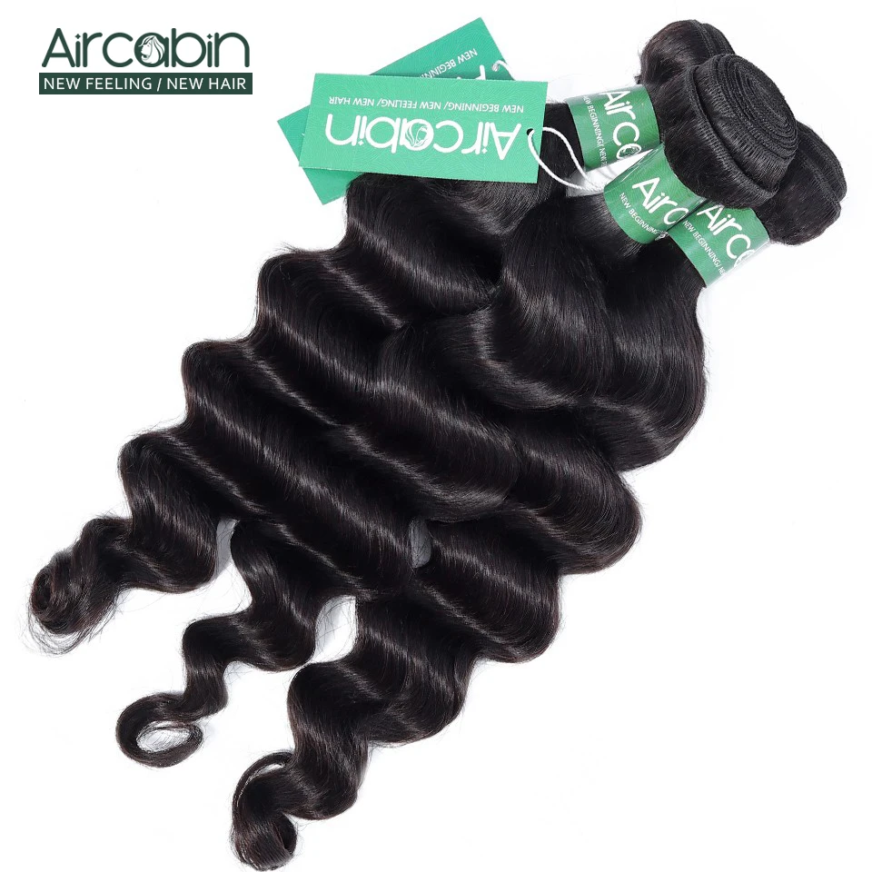 Aircabin หลวม Deep WAVE บราซิลผมสาน 100% Remy มนุษย์ผม 1/3/4 ธรรมชาติสีผม EXTENSION