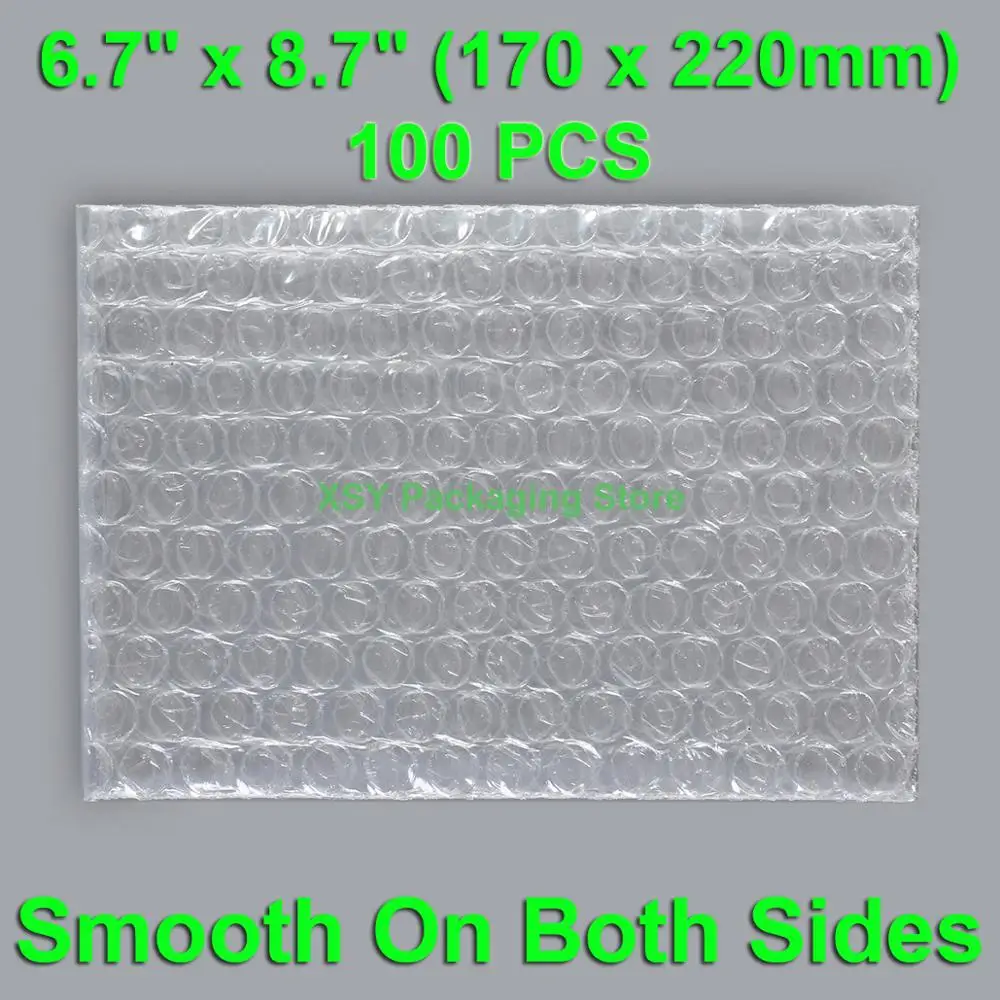 100 PCS 6.7" x 8.7" (170 x 220mm) Clear Bubble Bags Smooth On Both Sides Poly Packing Envelopes Packaging Pouches