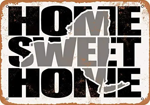 

Metal Sign - Home Sweet Home New York Gray - Vintage Look Wall Decor for Cafe beer Bar Decoration Crafts