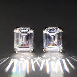 Huitan Low-key Square Cubic Zirconia Stud Earrings Women Engagement Wedding Accessories Ear Piercing Fashion Contracted Jewelry