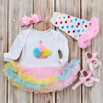 Nuovo Set di abbigliamento per neonate moda bambini pagliaccetto Tutu gonna scarpe ragazza abito da ballo da sposa tute abiti da festa di compleanno per bambini