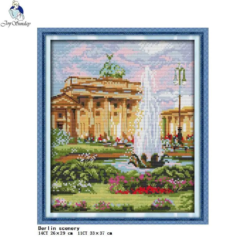 DIY handmade scenery series printed cross stitch 11CT 14CT count canvas fabric needle and thread embroidery set home decoration