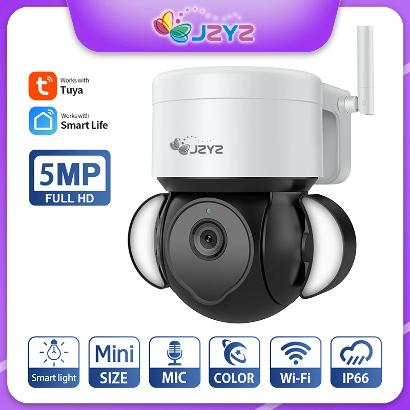 

JZYZ 5MP Tuya PTZ IP Camera Alexa Infrared Night Vision Motion Detection IP66 Outdoor Waterproof C86 CCTV Surveillance Camera