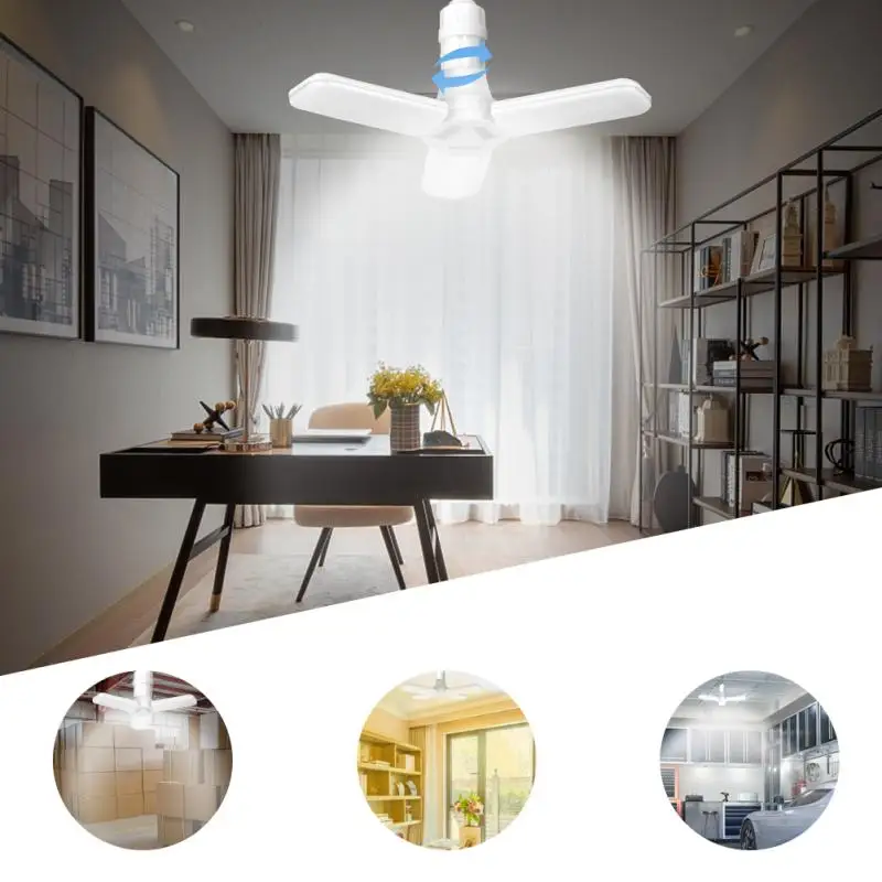 Led Fan Garage Light 40/30W E27 Super Bright Industrial Lighting Foldable Fan Blade Angle Adjustable For Home Garage Lighting