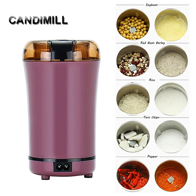 Candimill mini moedor de café elétrico grãos de café especiarias nozes moinho de pó casa cozinha moedor de pimenta sal