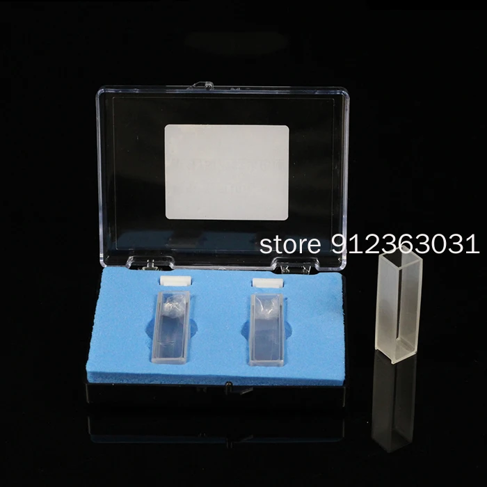 2Pcs 40mm Path Length Quartz Cuvette Cell With Lid For Spectrophotometers 14ml