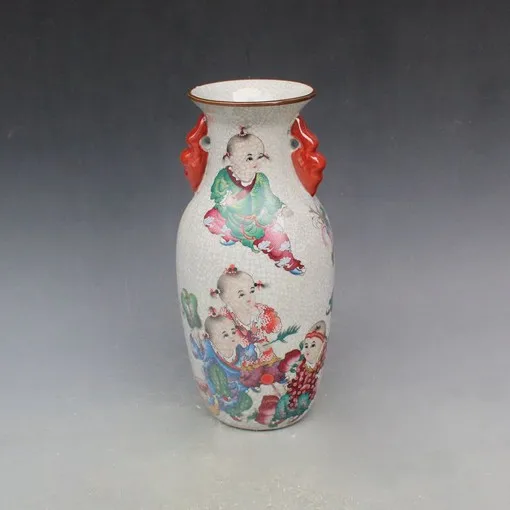 

Promotion of antique Jingdezhen porcelain pastel opening baby play picture vase home display cabinet decorative ornaments crafts