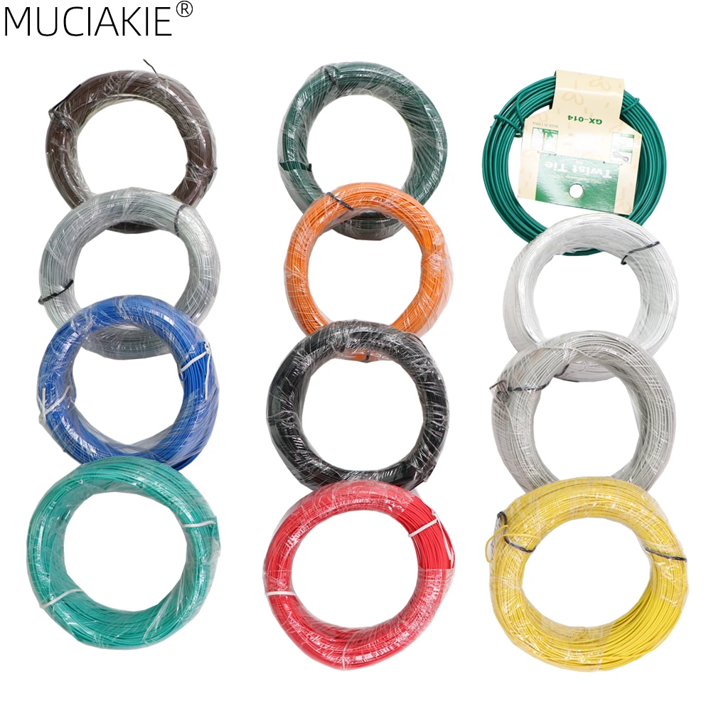 MUCIAKIE 100M (328 FT) Garden Wire Round Colorful Coated Plant Twist Tie Plant Training Wire Heavy Duty Soft Wire for Gardening