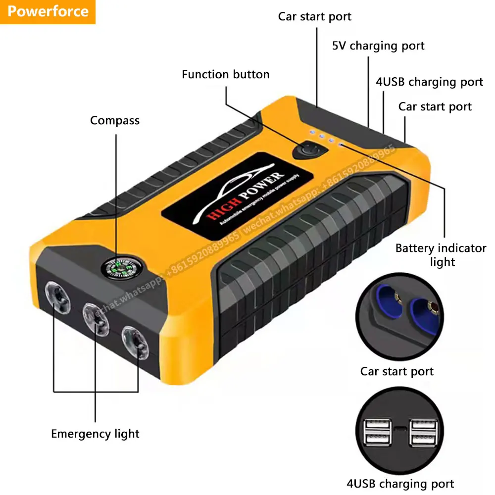 16800mAh Car Jump Starter 12V 4USB 600A Portable Car Battery Booster Charger Booster Power Bank Starting Device Car Starter