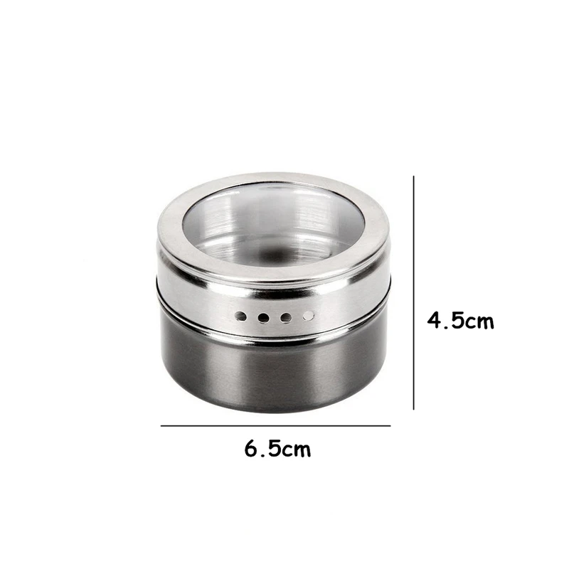 LMETJMA Magnetic Spice Tins Stainless Steel Spice Jar Set With Stickers Pepper Shakers Salt Pepper Set Seasoning Sprays  KC0017
