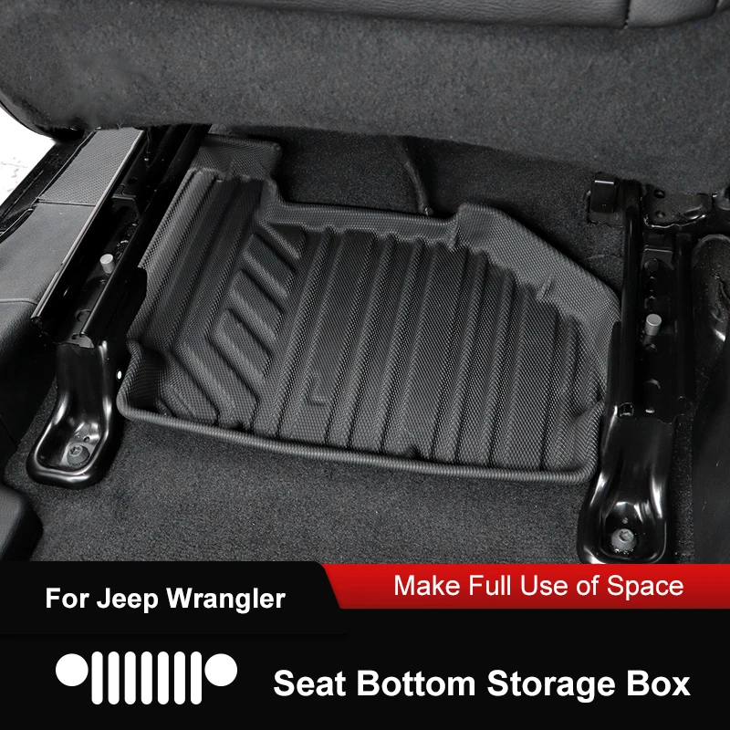 QHCP TPE Car Seat Bottom Storage Box Stowing Tidying Non-slip Flexible Waterproof Black 2Pcs Fits For Jeep Wrangler JL 2018-2020