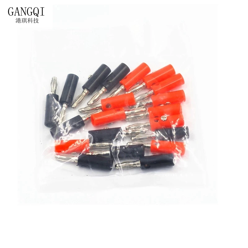 10Pcs Black & Red Wire Audio Speaker Cable Banana Plug Connectors 4mm Adapter