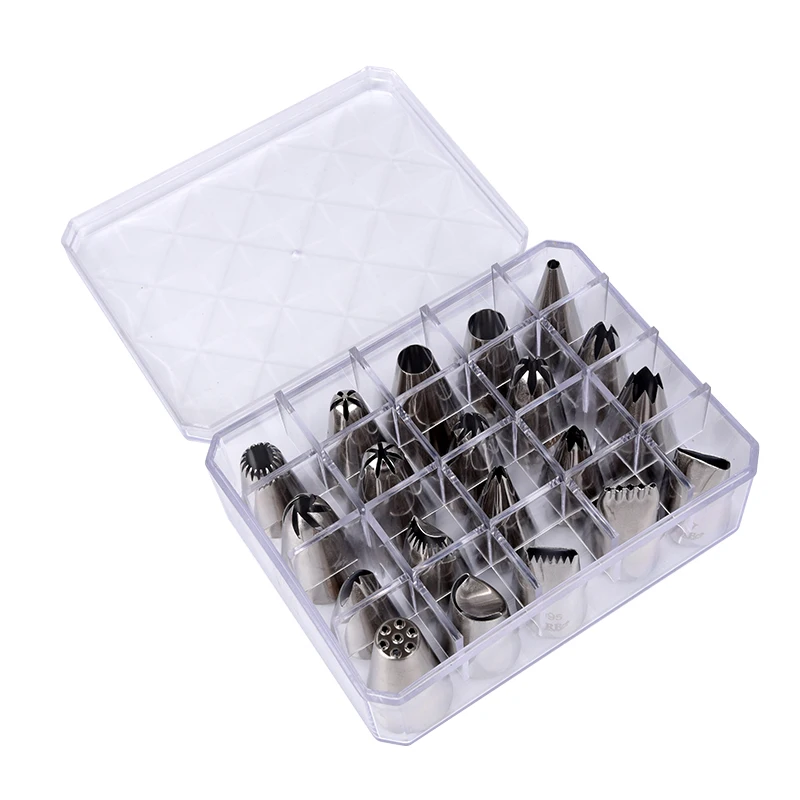 

Free Shipping 20pcs Stainless Steel 18/8 Cake Decorating Piping Pastry Nozzles DIY Cupcake Frosting Tips Set in Plastic Gift Box