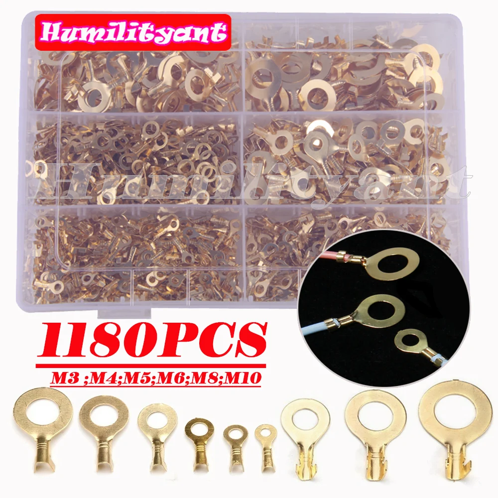 

1180PCS Crimp Terminals M3-M10 Copper Ring Cable Lug Wire Connectors