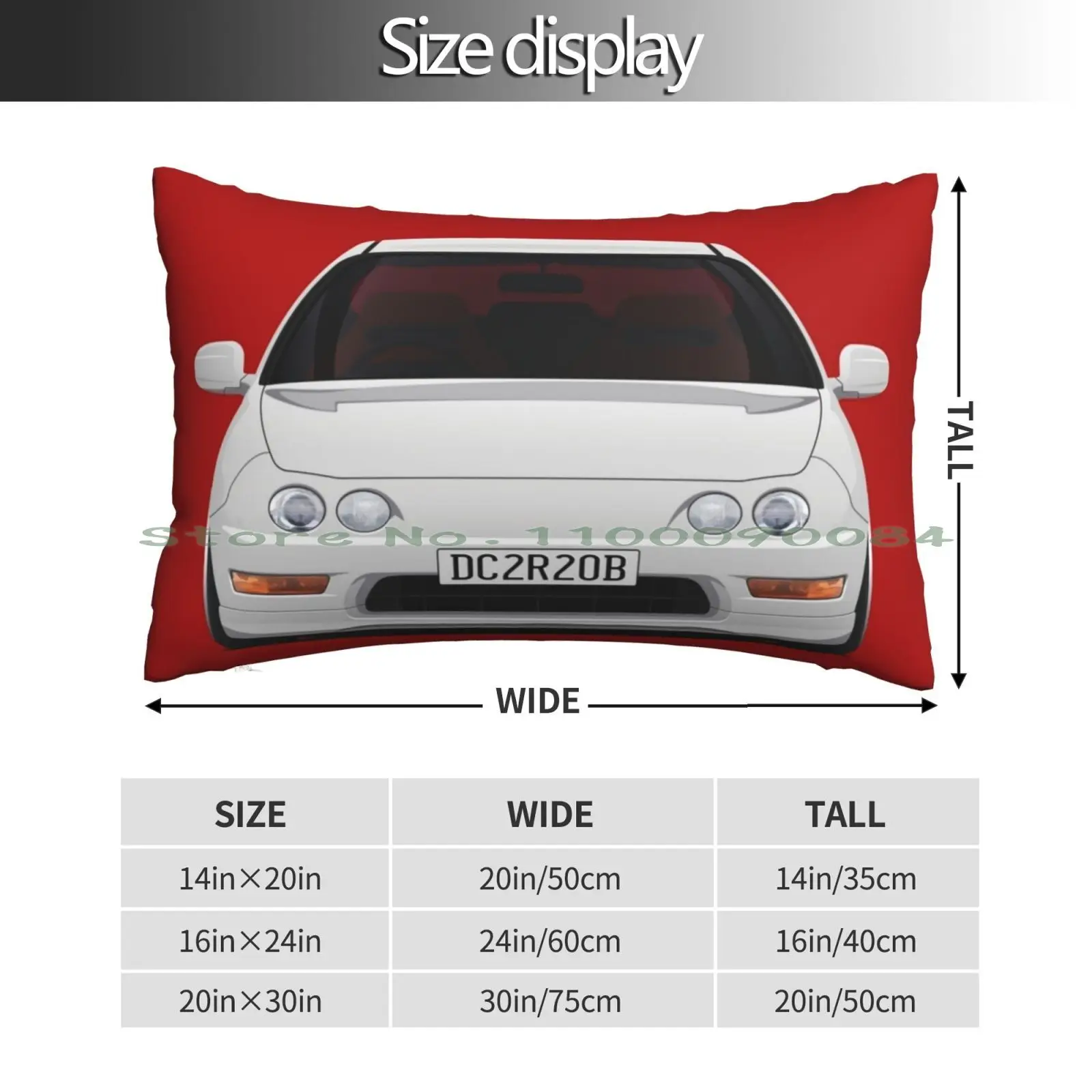 White Dc2 Type R Pillow Case 20x30 50*75 Sofa Bedroom Race Car Sport Car Type R Jdm Usdm Dc2 Integra Low Stance Olgnchs Redline