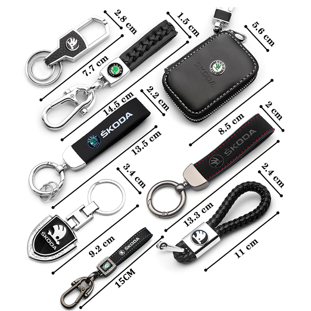 New Luxury For Skoda Octavia 2 A5 A7 Superb Rapid Yeti Genuine Leather Car Keychain Men Women Keyring Key Case Gifts Accessories