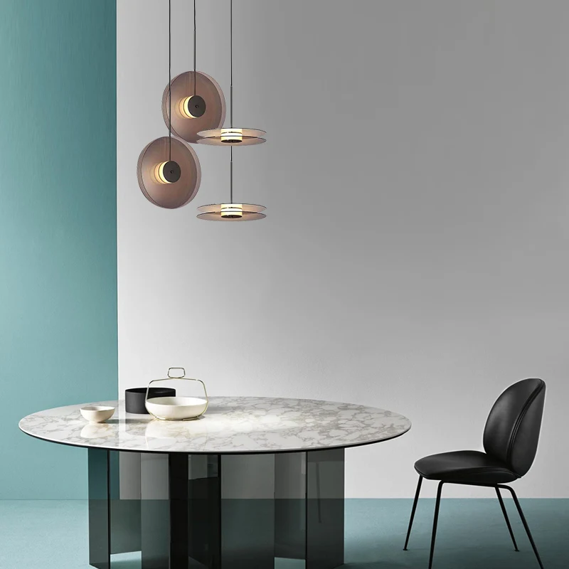 Post-modern round pendant light luxury creative glass light designer Eclipse Pendant lamp restaurant decoration loft light