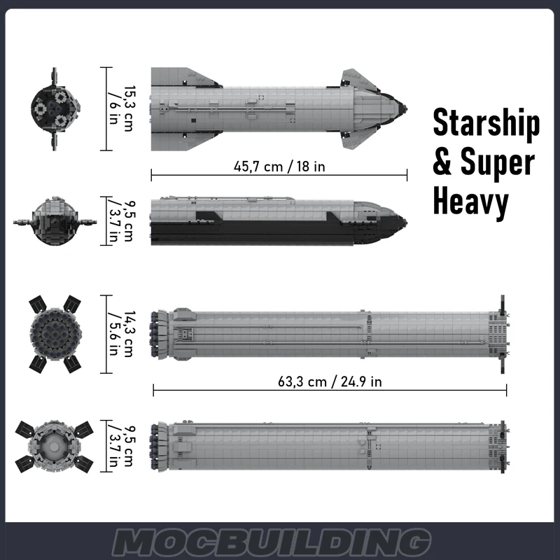 Spaceship Super Heavy Saturn V Scale Model Building Block Space Booster Rocket MOC Education Interstellar Toy Gift