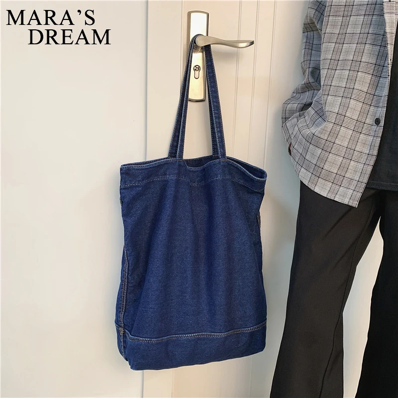 Mara\'s Dream Denim Shoulder Bag Large Capacity Hand Bag For Woman Supermarket Shopping Bag Travel Casual Bag Women Handbag Denim