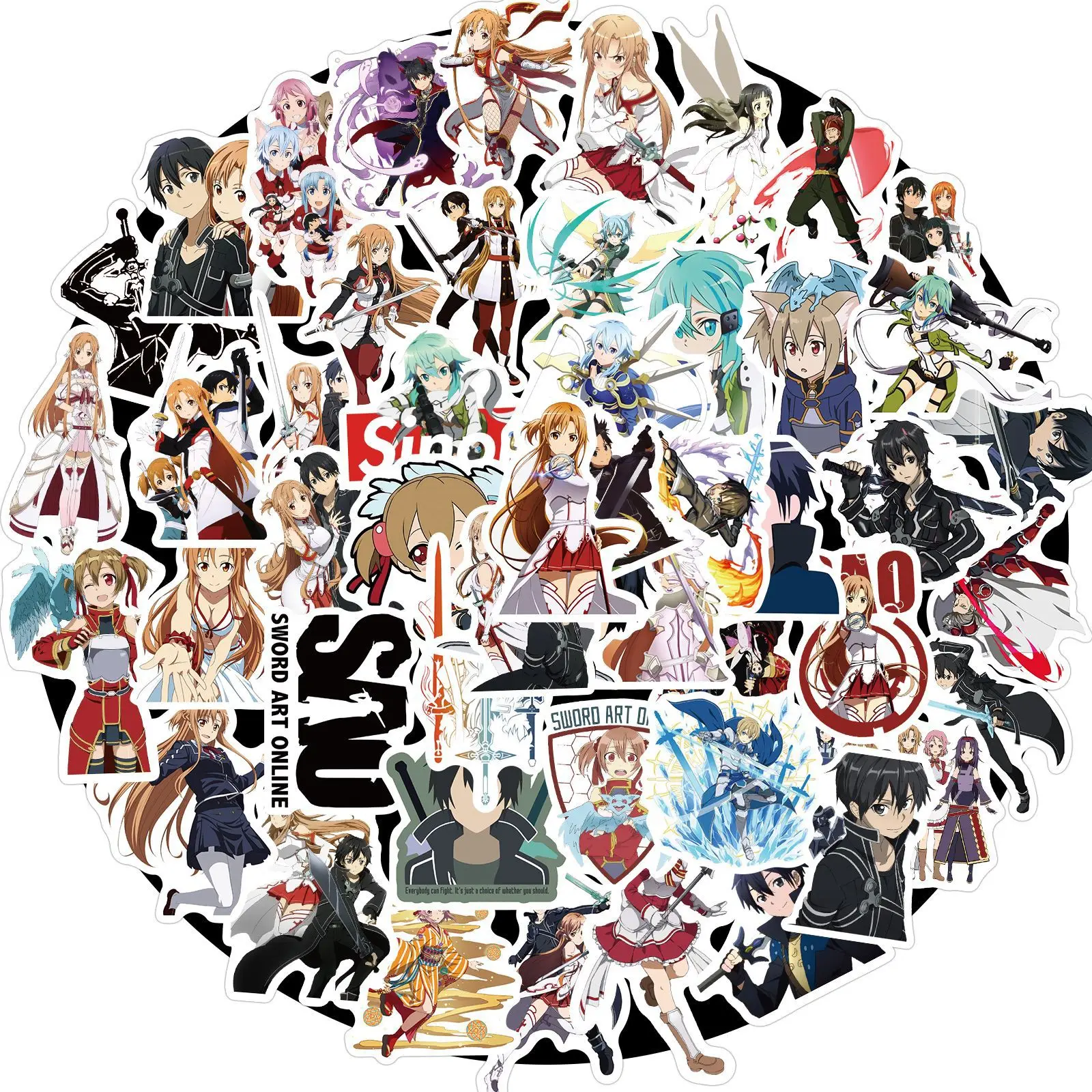 10/50Pcs Japan Anime Stickers Sword Art Online Laptop Suitcase Luggage Skateboard Guitar Cartoon SAO Stickers Kids Gift Decals