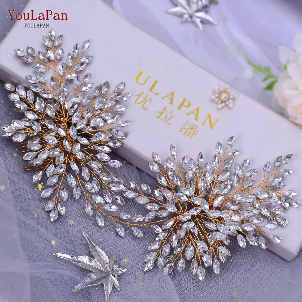 YouLaPan Crystal Headpiece Bridal Hair Clips Bride Comb Hair Accessories Wedding Tiara and Headdresses Bridal Headwear HP392