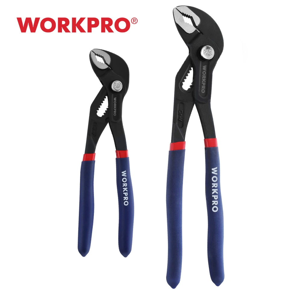 WORKPRO 180/250mm Water Pump Pliers Universal Adjustable Quick Adjusting Curved Jaw Groove Joint Pliers Non-Slip Comfort Handle