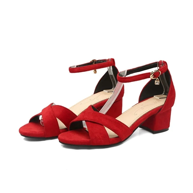 Plus Size 12 13 14 15 16 high heels sandals women shoes woman summer ladies Suede crossed sandals with thick heels