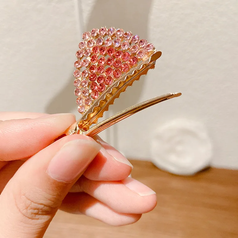 1 Pair Girls Rhinestone Hair Clips Crystal Cat Ear Hair Clip Kids Barrettes Hairpins For Daily Wearing And Party Decorations