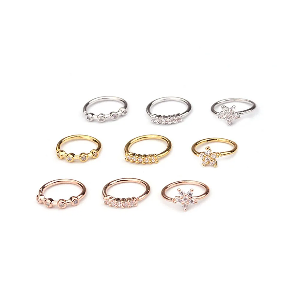 1PC Silver And Gold Color 8mm Nose Piercing Jewelry Cz Nose Hoop Nostril Ring Flower Helix Cartilage Tragus Earring