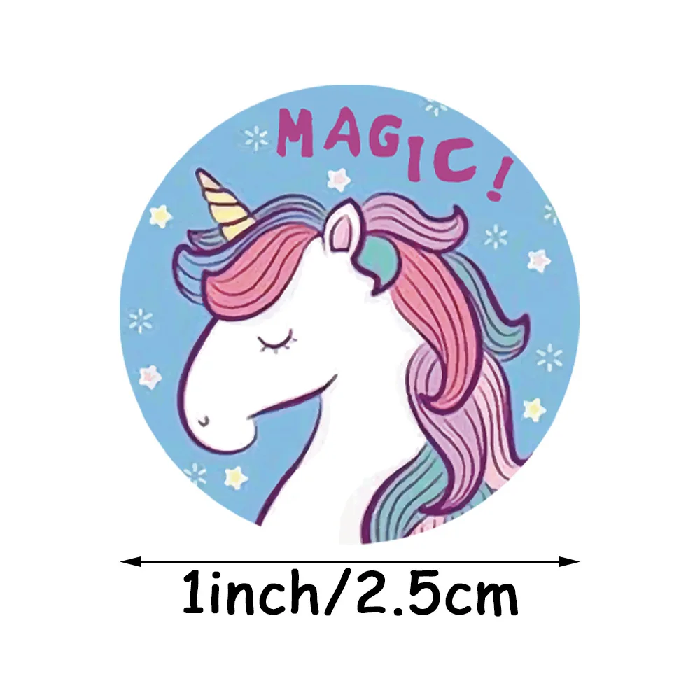 500pcs Reward Sticker for Kids Mermaid Unicorn Animal Cute Pattern 1 inch 8 Designs School Teacher Supplies Child Sticker