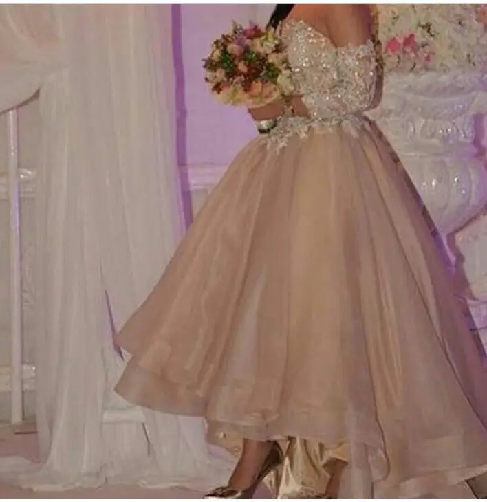 Robe de mariée en dentelle à manches longues, Vintage, avec des appliques en Organza, épaules dénudées, robes mère de la mariée