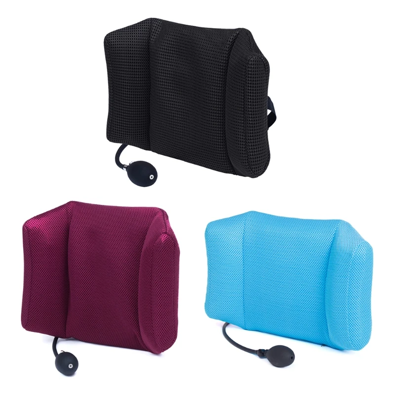 Lumbar Support Inflatable Cushion Backrest Portable Pillow with Pump Compatible with Car Office Chair Home Travel Camp