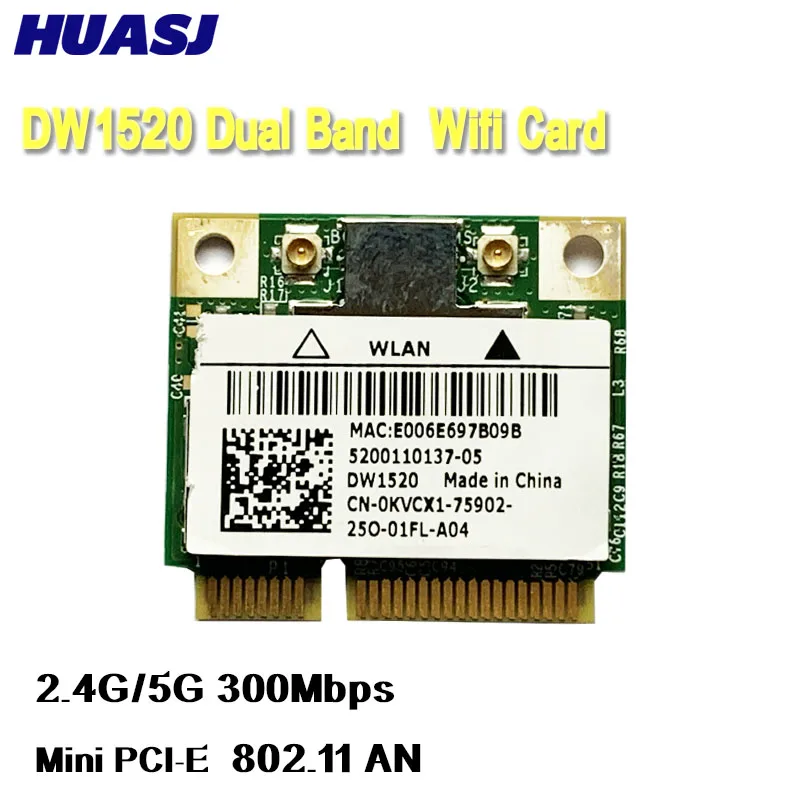 New DW1520 Wireless Dual Band 300Mbps Half MINI PCI-E WIFI Card BCM943224HMS