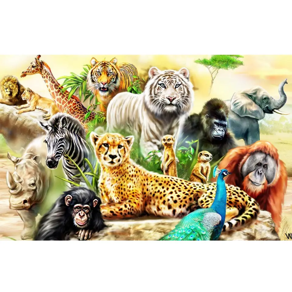 5D DIY Diamond Painting zoo Animals family Cross Stitch Full Square/Round Drill Diamond Embroidery Mosaic Rhinestone Home Decor