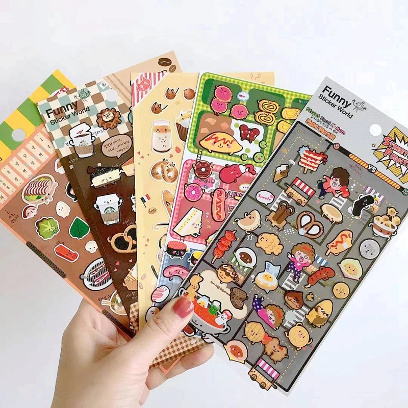 Breakfast Coffee Doughnut Korea Stickers Journaling Cutting Die Bread Cake Diary Planner Decorative Sticker Stationery Craft