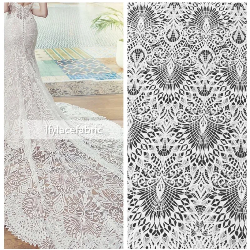 Unique  Bridal Wedding dress Guipure embroidery French lace fabrc DIY sewing high quality Lace material fabric