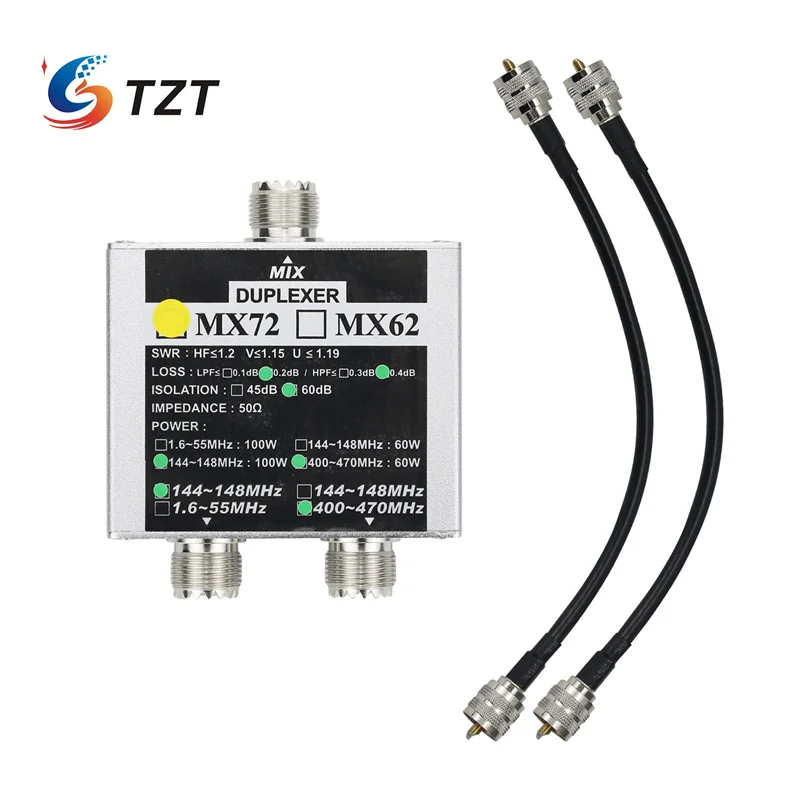 

TZT MX72 2-Way Antenna Combiner Splitter VHF UHF Accessories For Walkie Talkie Two-Way Radio