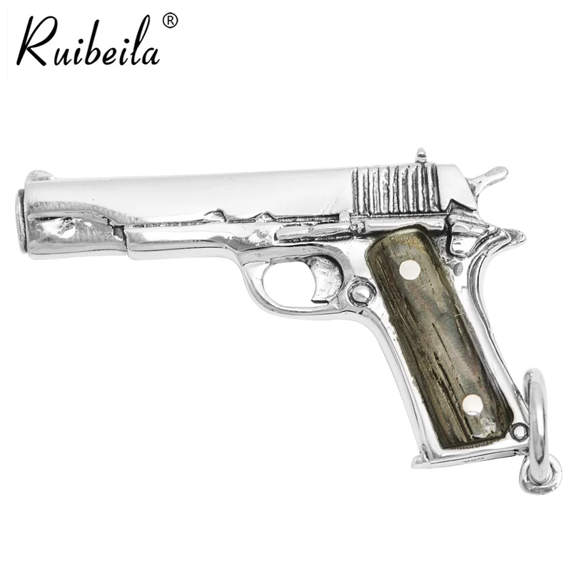 Ruibeila925 Silver fashion Punk gun pendant necklace men Long necklace Hip Hop jewelry accessory gift male necklace