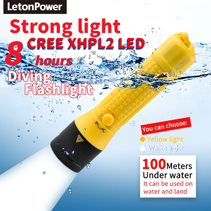 Diving Flashlight 3000LM CERR LED focus long waterproof night submersible fishing IPX8 outdoor underwater strong penetrati