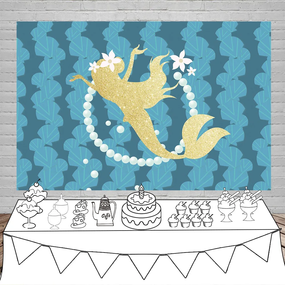 حورية البحر عيد ميلاد التصوير خلفية القماش لحفل زفاف الاطفال حفلة عيد ميلاد الديكور استوديو الصور خلفية التصوير الفوتوغرافي