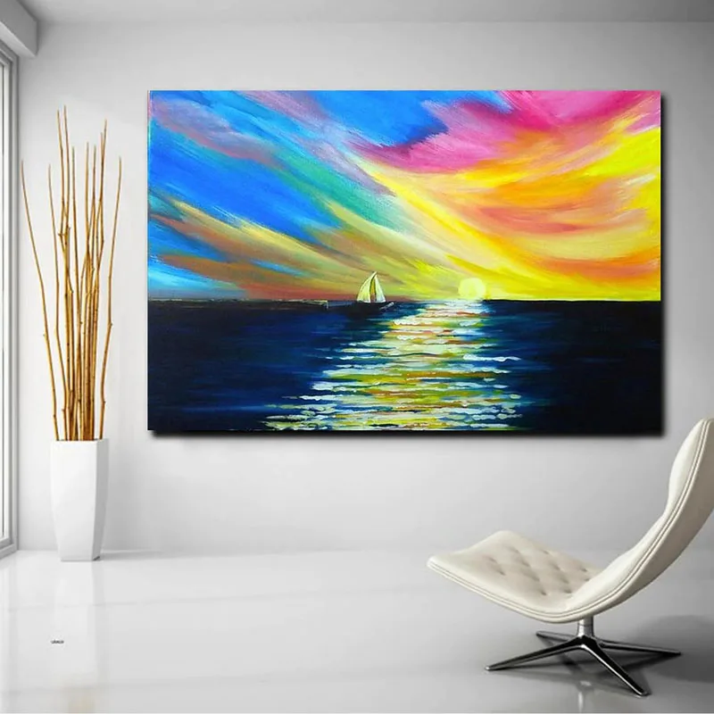 

Handmade Beautiful Color Seascape Oil Painting Home Decoration Abstract Landscape On Canvas Hand-painted Wall Art For Room Decor