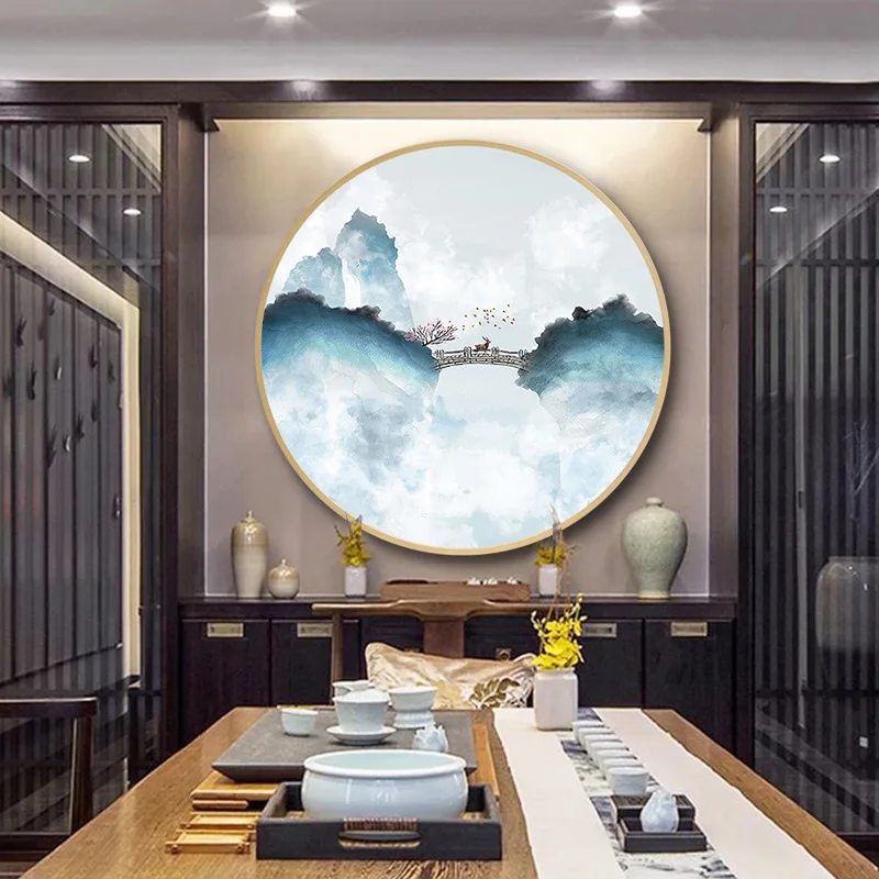 

Canvas Painting View Mountain Fog Wall Art HD Printing Abstract Round Poster Home Decorative Modern Living Room Modular Pictures