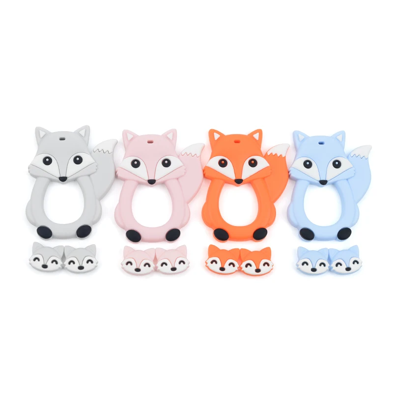 LOFCA 5pcs/lot Fox silicone beads food grade BPA free Silicone Beads DIY Keychain Bead Jewelry Accessories