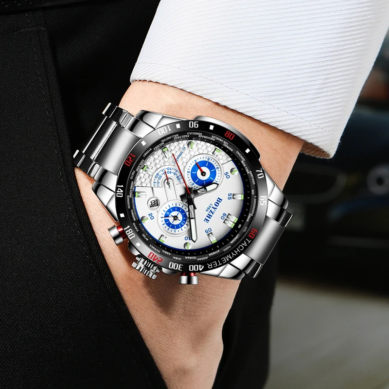 BOYZHE Big Sale Men Sport Automatic Mechanical Watch Mulifunction Display Waterproof Mechanical Watch for Men relogio masculino