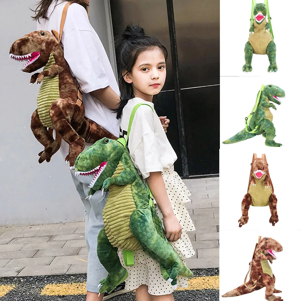 Cute Backpack for Child Toddler Dinosaur Plush Doll Bags Gift Brown